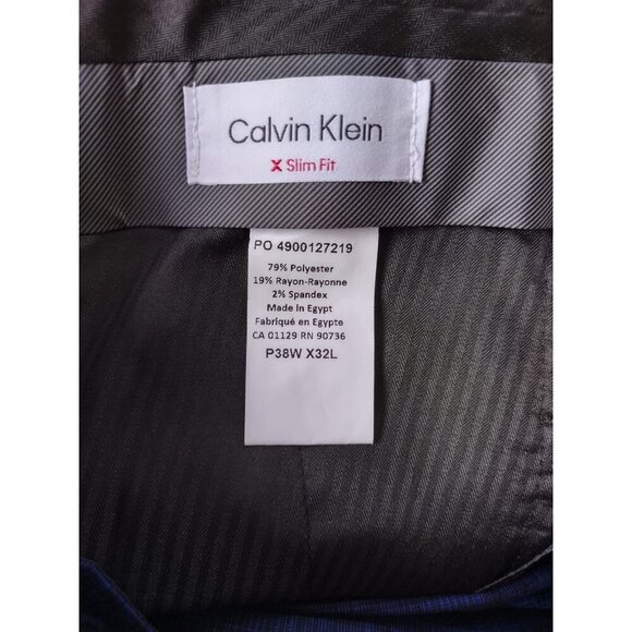Calvin Klein Slim Fit Men's Blue Plaid Dress Pants 38W x 32L - Picture 3 of 8